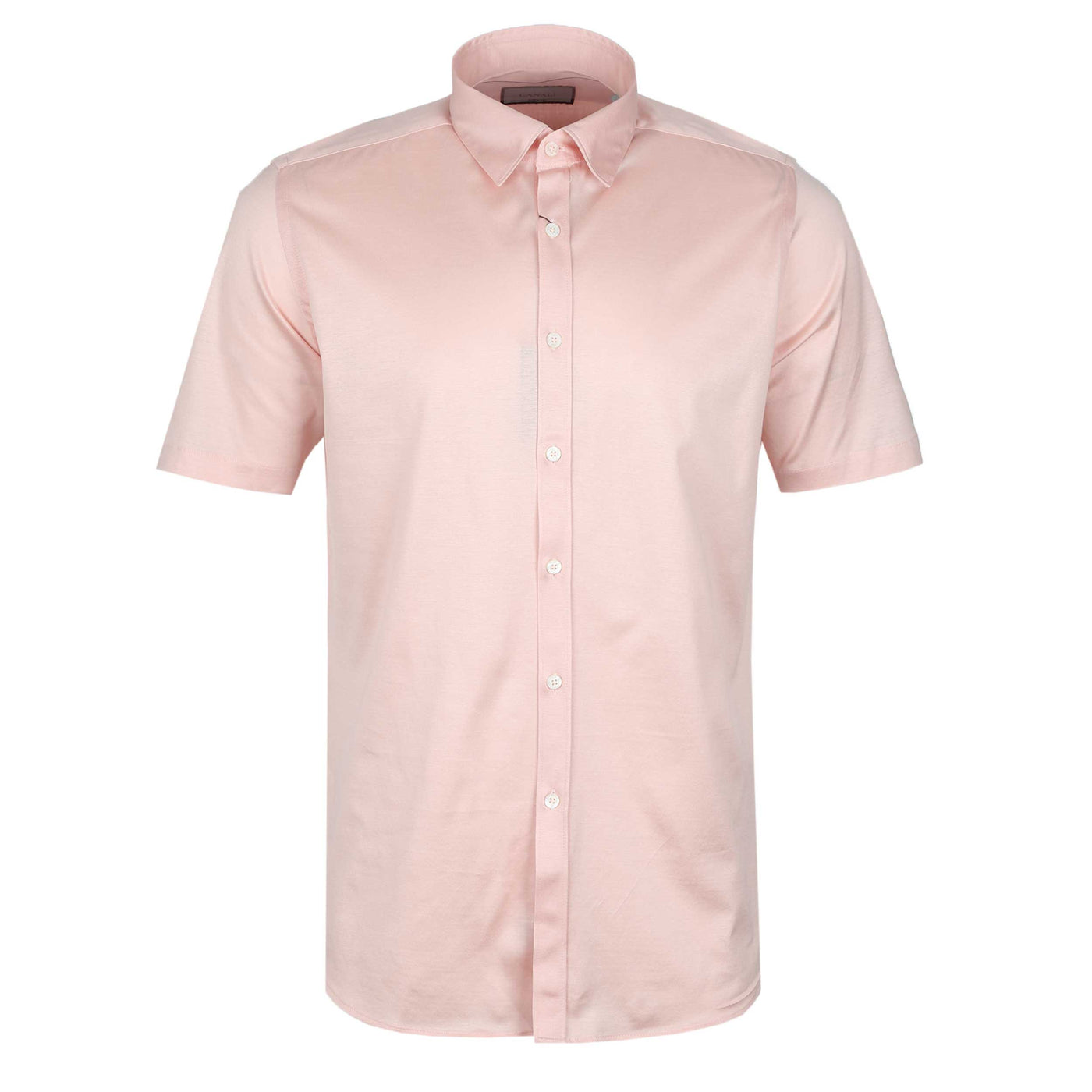Canali Jersey Stretch Short Sleeve Shirt in Coral