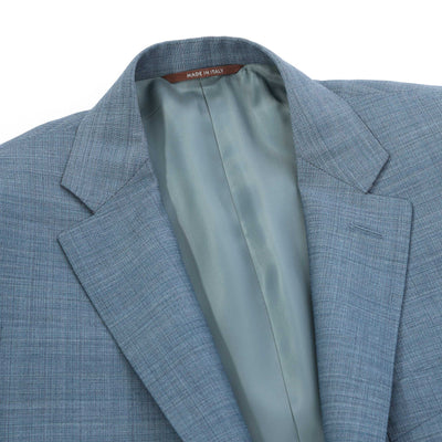 Canali Notch Lapel Basketweave Suit in Teal Lapels