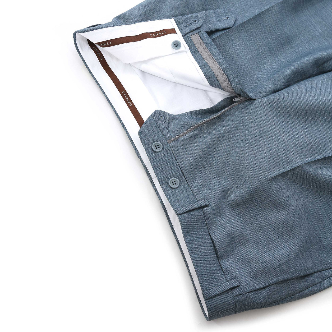 Canali Notch Lapel Basketweave Suit in Teal Trouser Waist