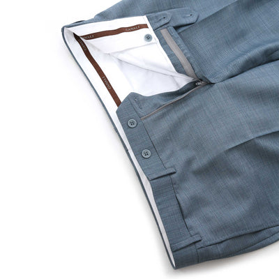 Canali Notch Lapel Basketweave Suit in Teal Trouser Waist