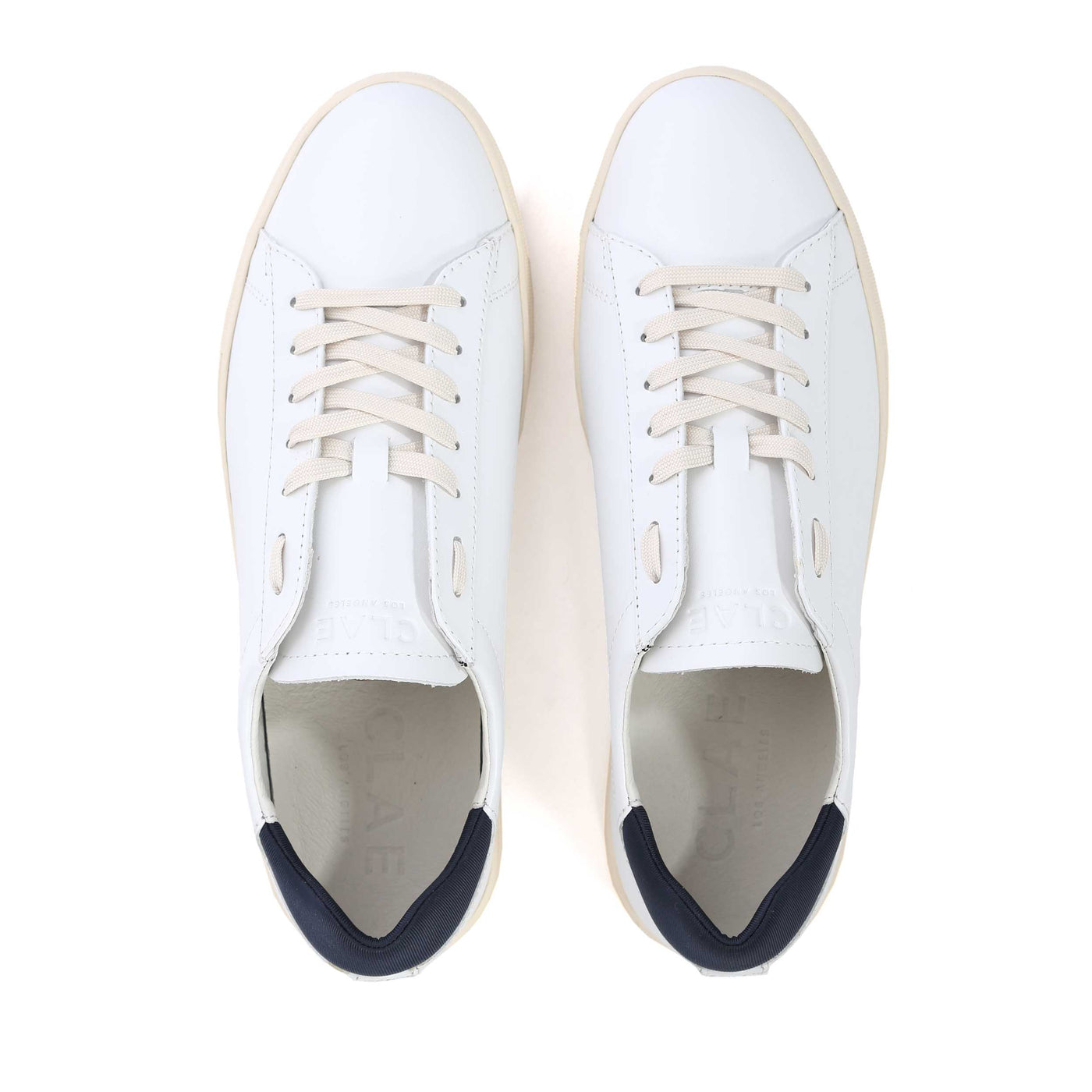 Clae Bradley Essentials Trainer in White Leather Birdseye