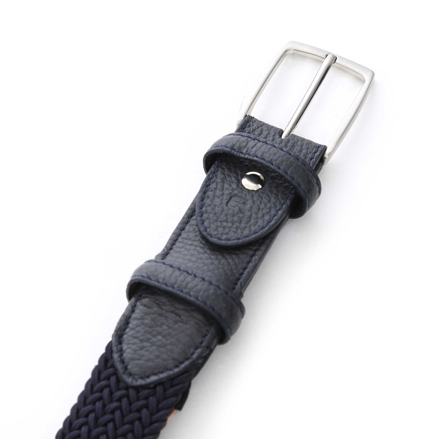 Elliot Rhodes Stretch Handweave Belt in Navy Buckle