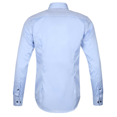 Eton Floral Trim Shirt in Sky Blue Back