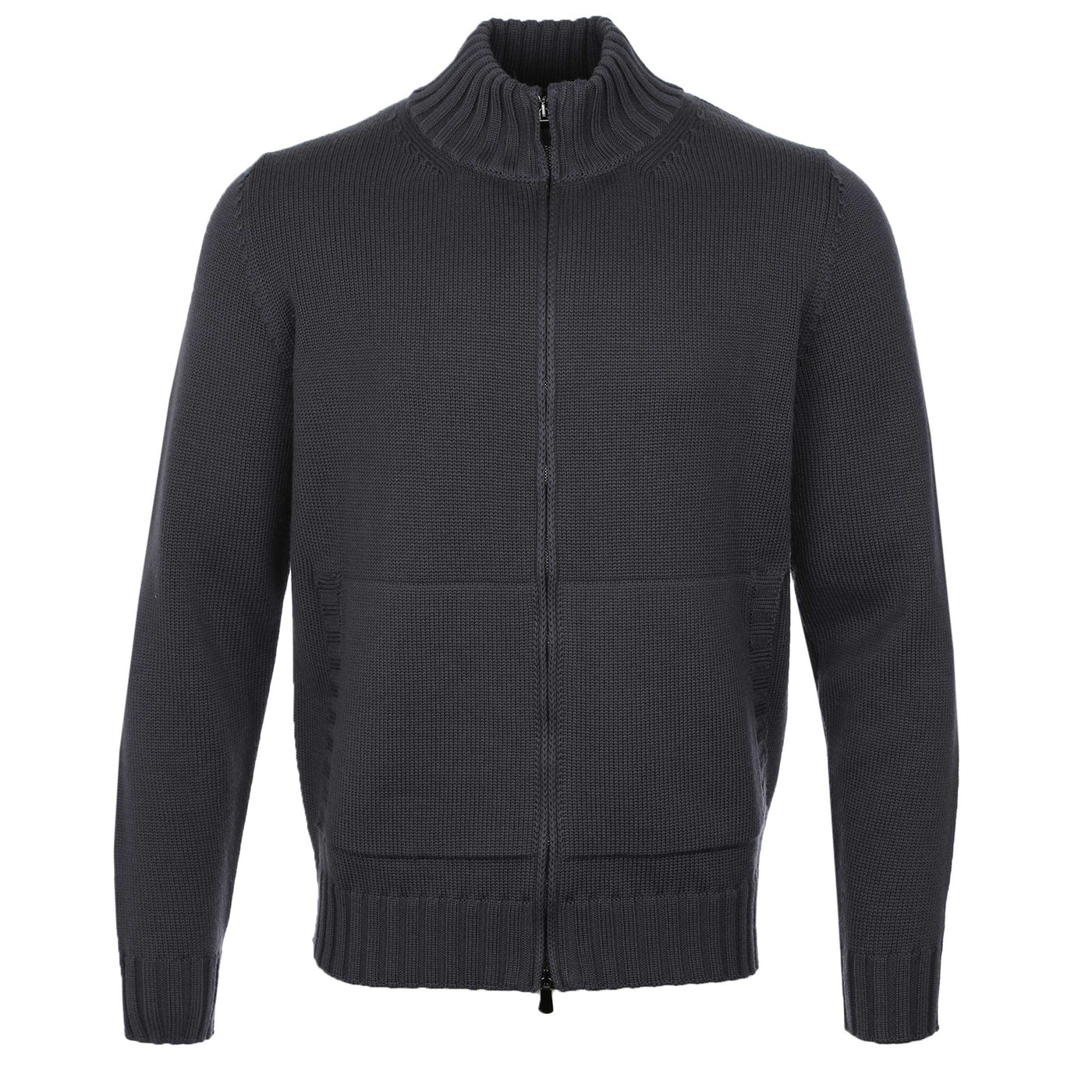 Filippo De Laurentiis Merino Full Zip Cardigan in Gunmetal Grey