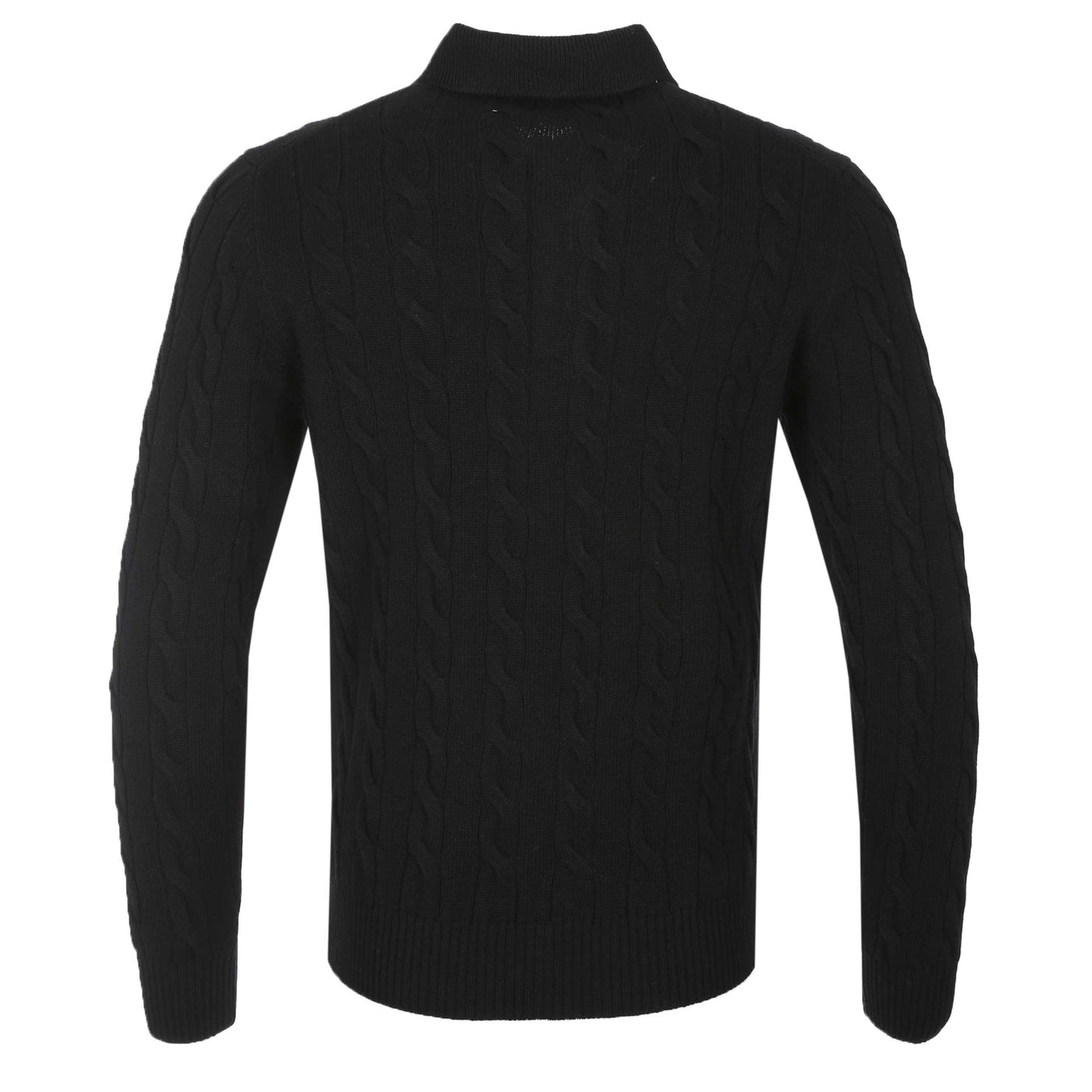 Gran Sasso 3 Button Cable Knitwear in Black Back