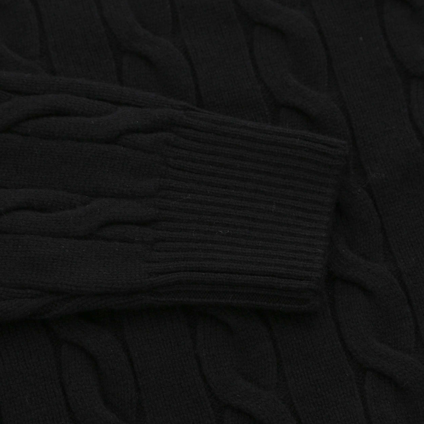 Gran Sasso 3 Button Cable Knitwear in Black Cuff
