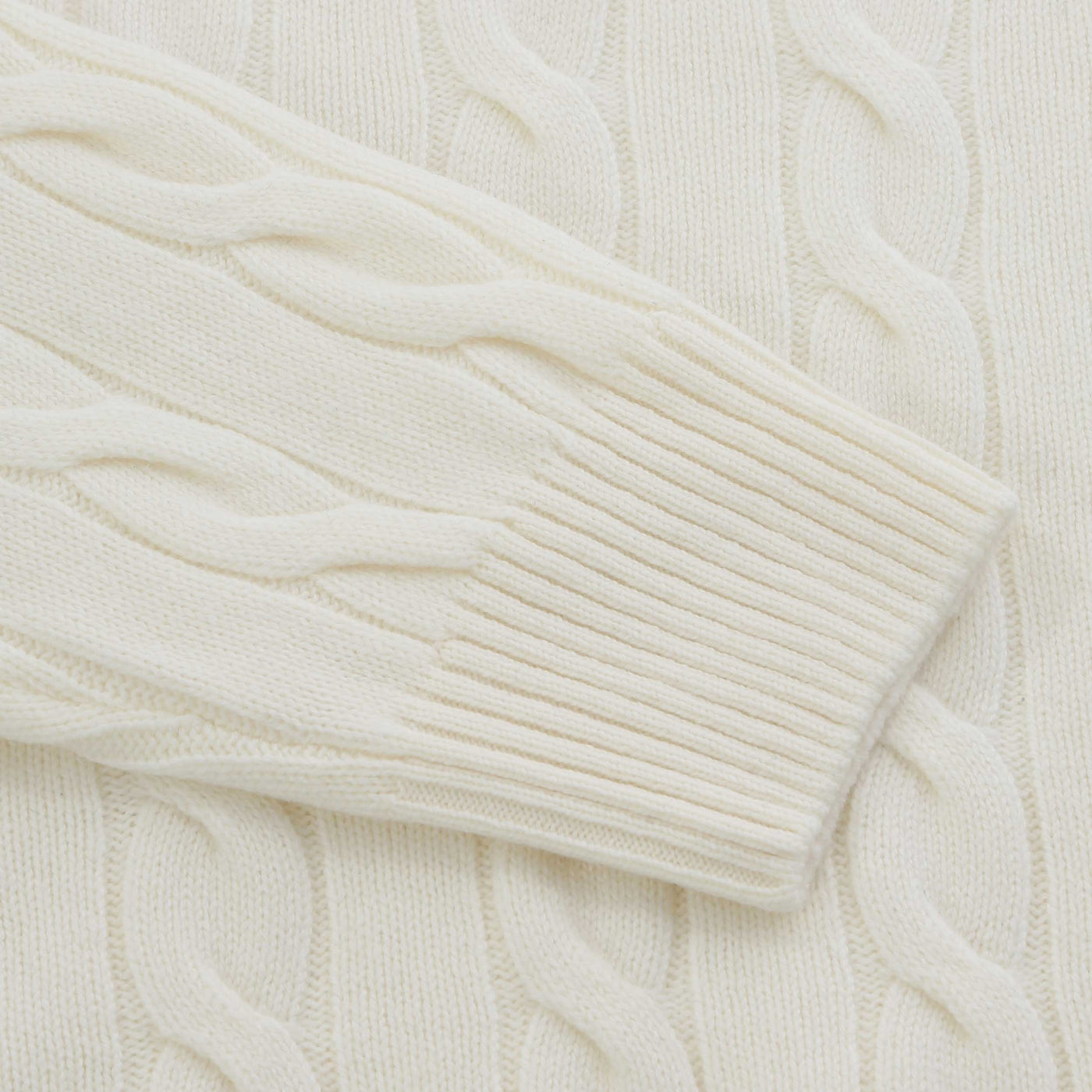 Gran Sasso 3 Button Cable Knitwear in Winter White Cuff