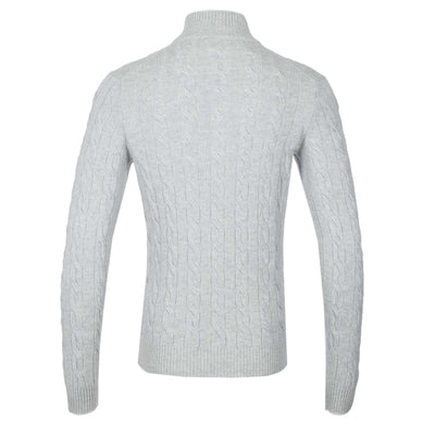 Gran Sasso 4 Button Chunky Cable Knitwear in Light Grey