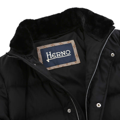 Herno Bomber Arendelle Con Collo Fau Jacket in Black Trim