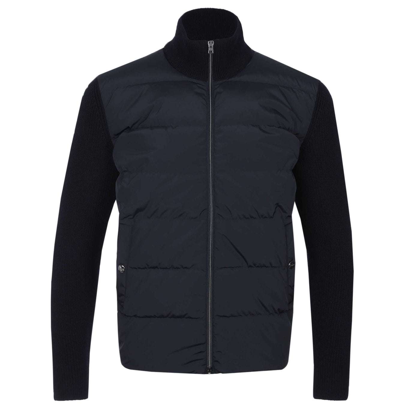 Herno Cardigan In Maglia E Nylon Imbot Hybrid Knitwear in Navy