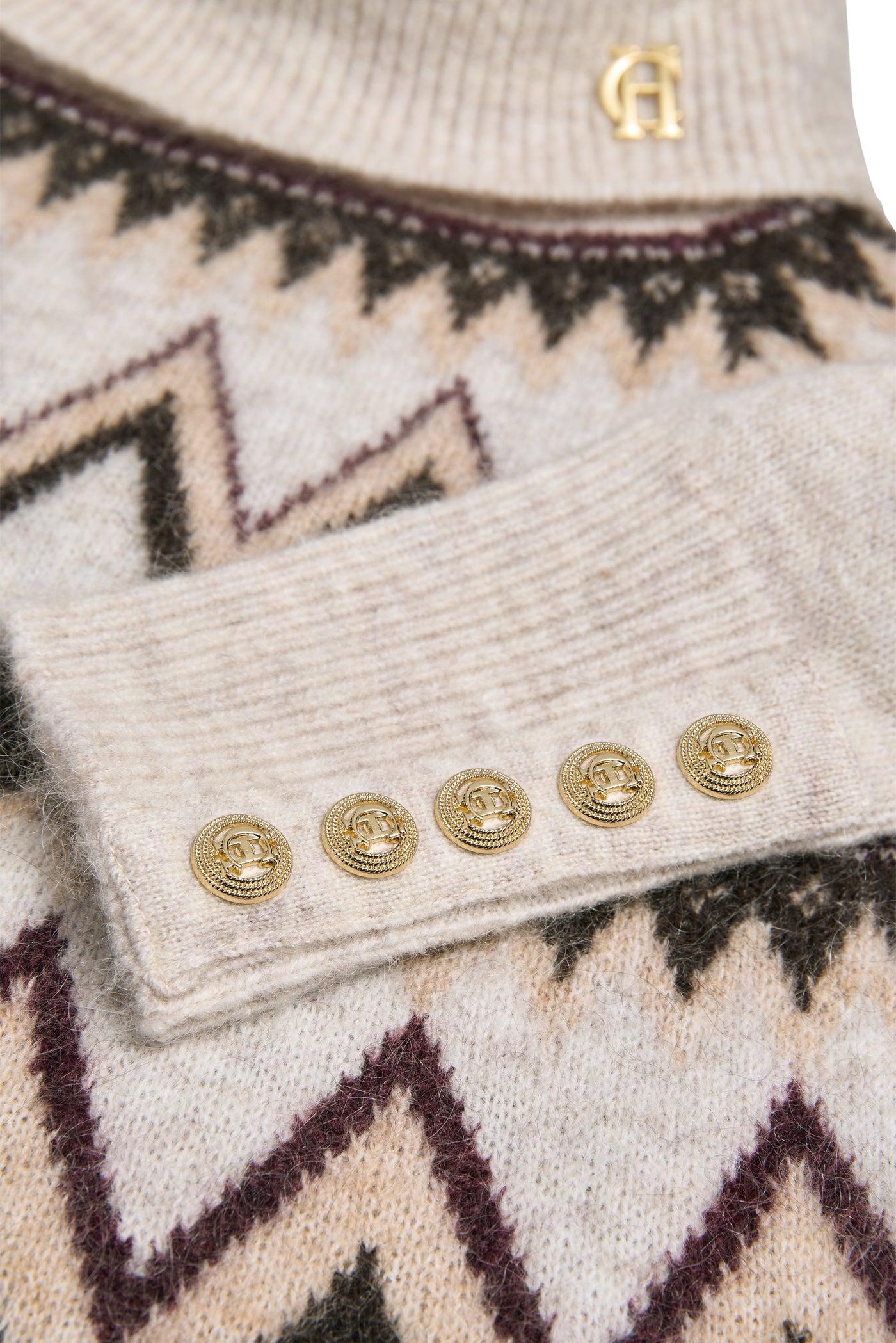 Holland Cooper Alice Roll Neck Knit in Barley Cuff