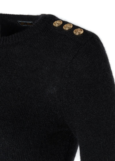 Holland Cooper Amy Crew Neck Knitwear in Black Shoulder