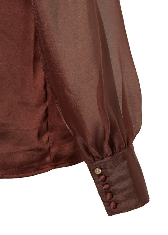 Holland Cooper Ariella Blouse in Chocolate Cuff