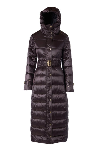 Holland Cooper Arosa Quilted Longline Ladies Coat in Chocolate Front