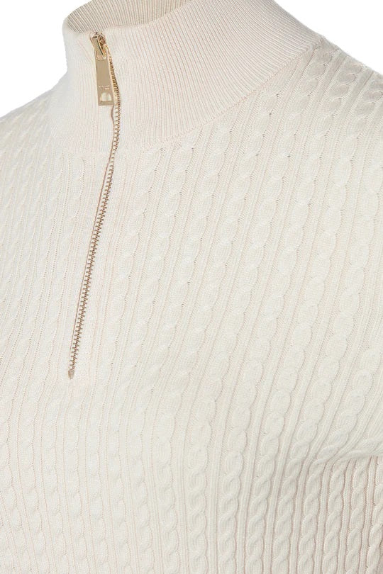 Holland Cooper Ava Quarter Zip Knit in Almond Placket