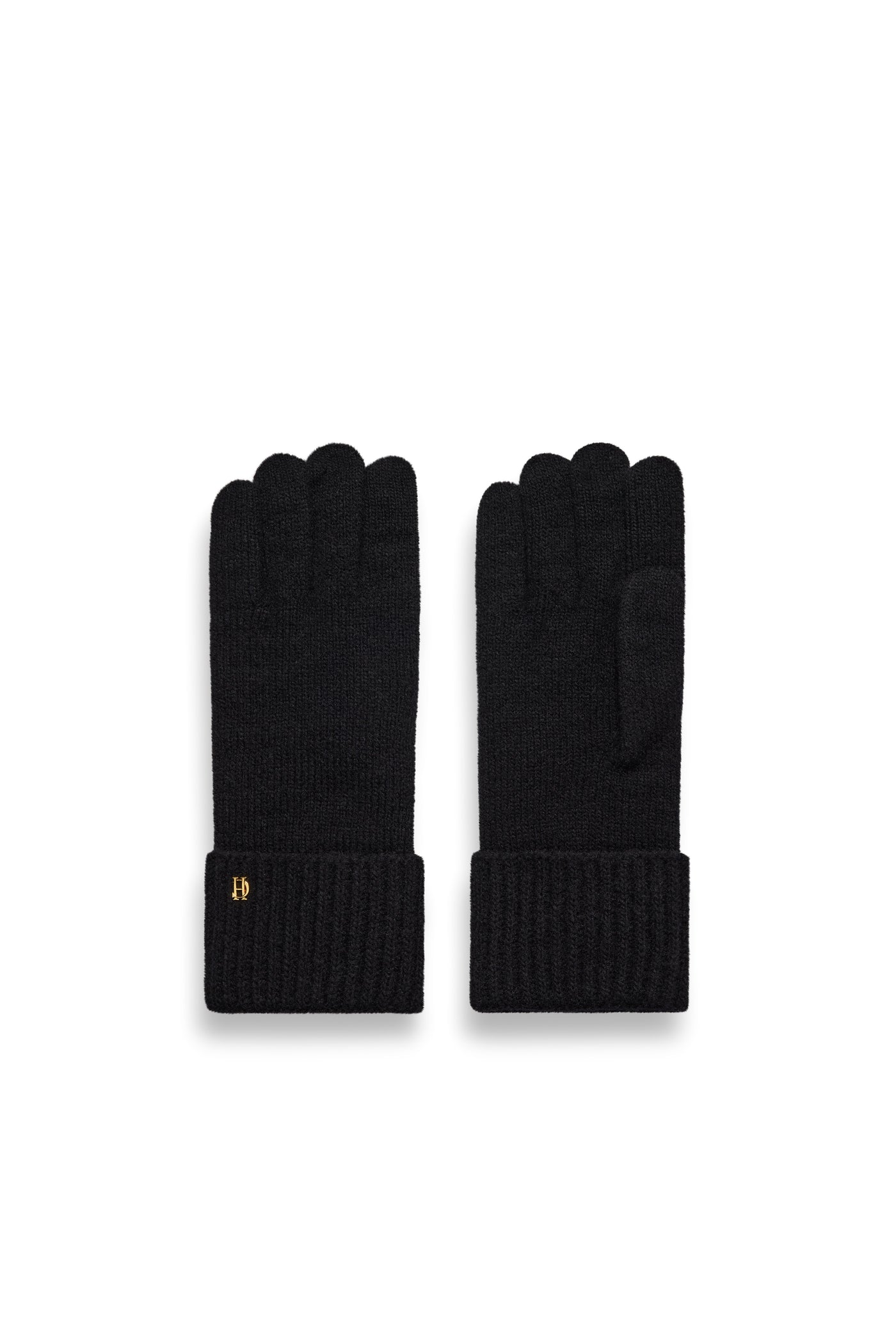Holland Cooper Classic Logo Knitted Gloves in Black Pair
