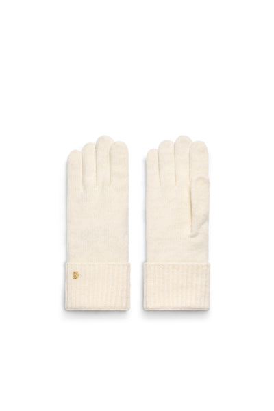Holland Cooper Classic Logo Knitted Gloves in Cream Pair