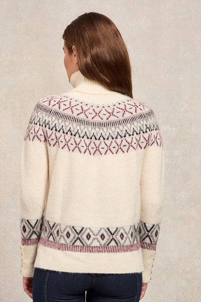 Holland Cooper Fairisle Knitwear in Cream Model Back