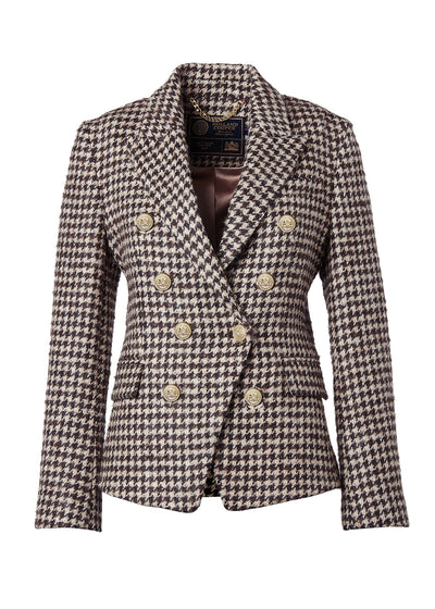 Holland Cooper Knightsbridge Ladies Blazer in Coffee Houndstooth Front