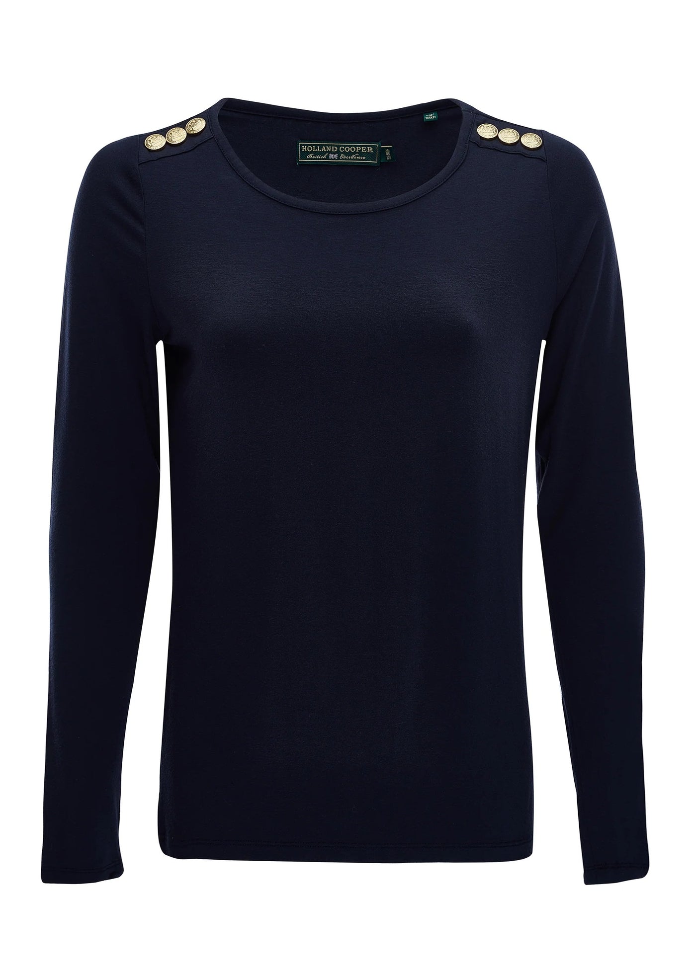 Holland Cooper Long Sleeve Crew Neck Tee in Ink Navy Front