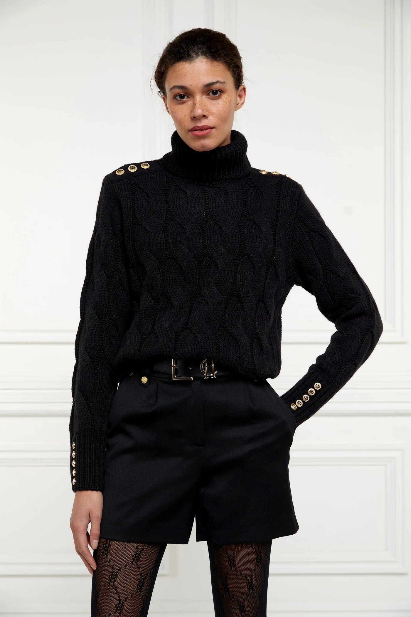 Holland Cooper Lucia Roll Neck Knit in Black