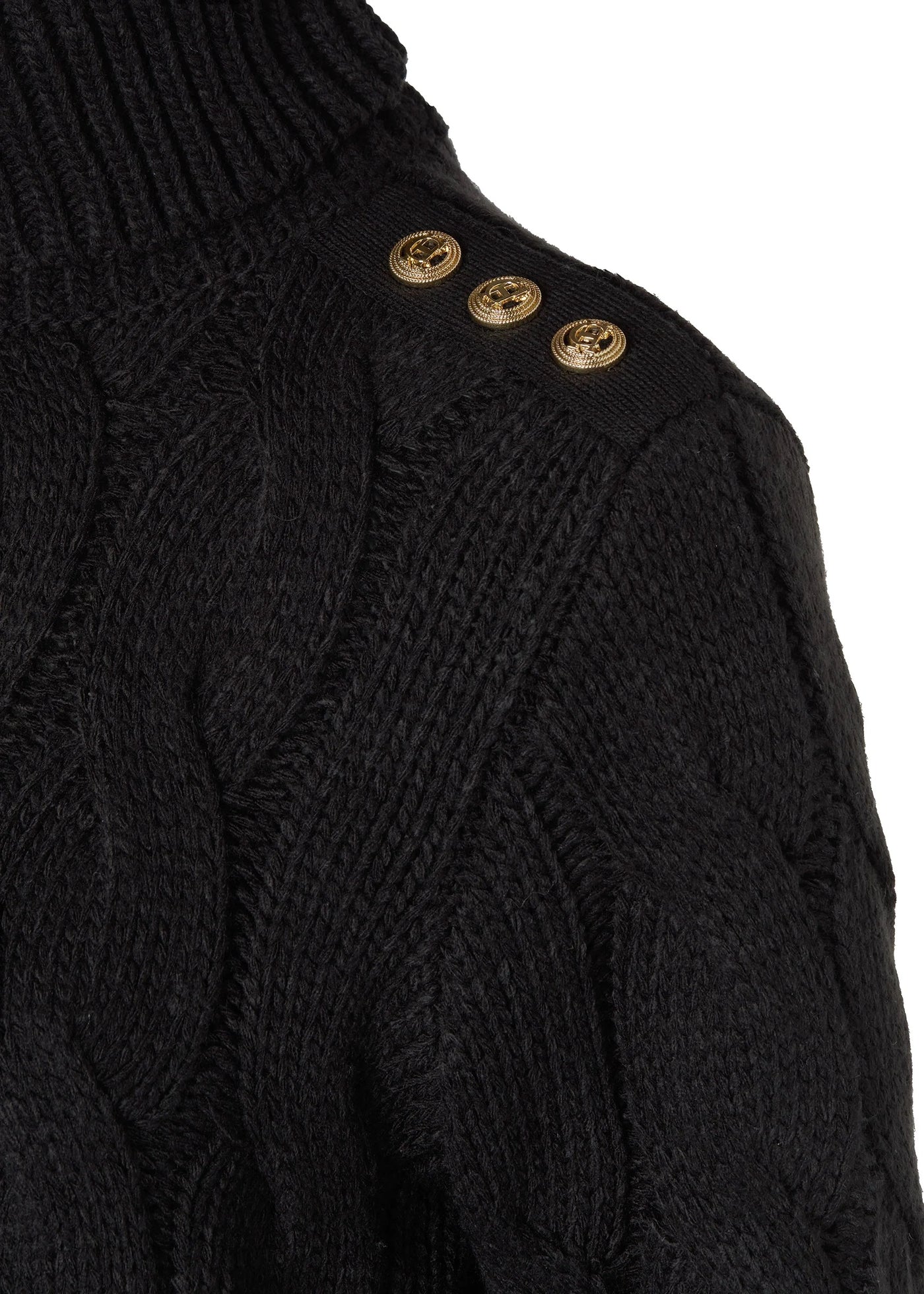 Holland Cooper Lucia Roll Neck Knit in Black Shoulder Detail