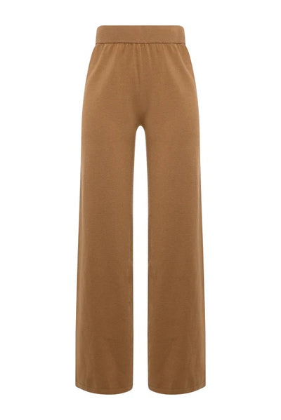 Holland Cooper Maria Knitted Wide Leg Pant in Caramel Front