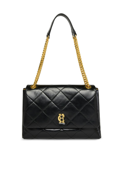  Holland Cooper Milan Midi Shoulder Bag in Black Front Chain
