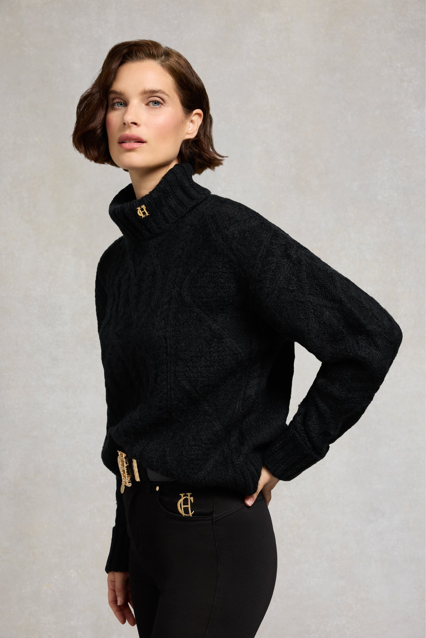 Holland Cooper Noveli Roll Neck Knit in Black