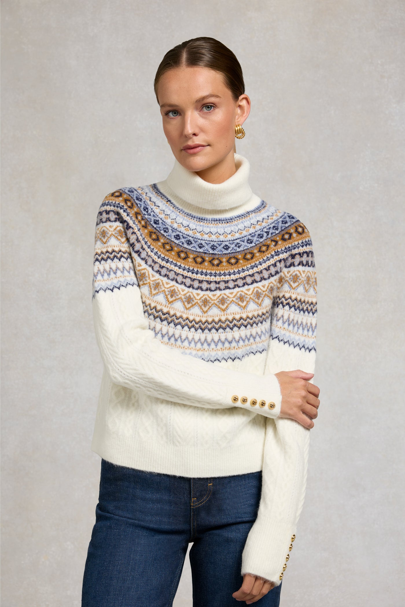 Holland Cooper Rebecca Roll Neck Knit in Natural