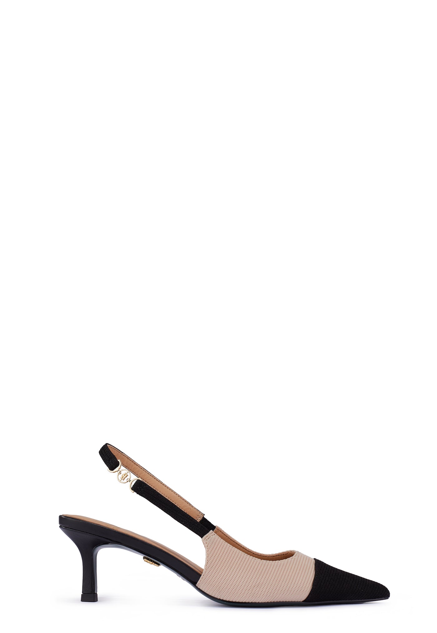 Holland Cooper Regency Kitten Heel Shoe in Nude Black Side
