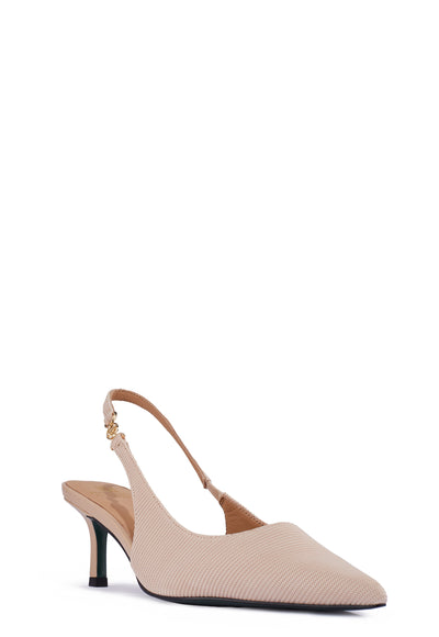 Holland Cooper Regency Kitten Heel Shoe in Nude Toe