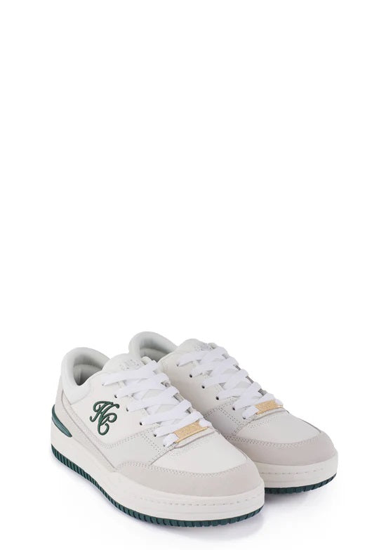 Holland Cooper Retro Ladies Trainer in White Racing Green Pair
