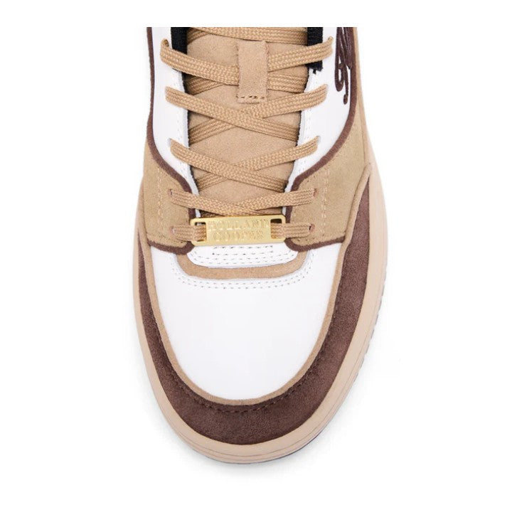 Holland Cooper Retro Ladies Trainer in Taupe Tan Nude Detail