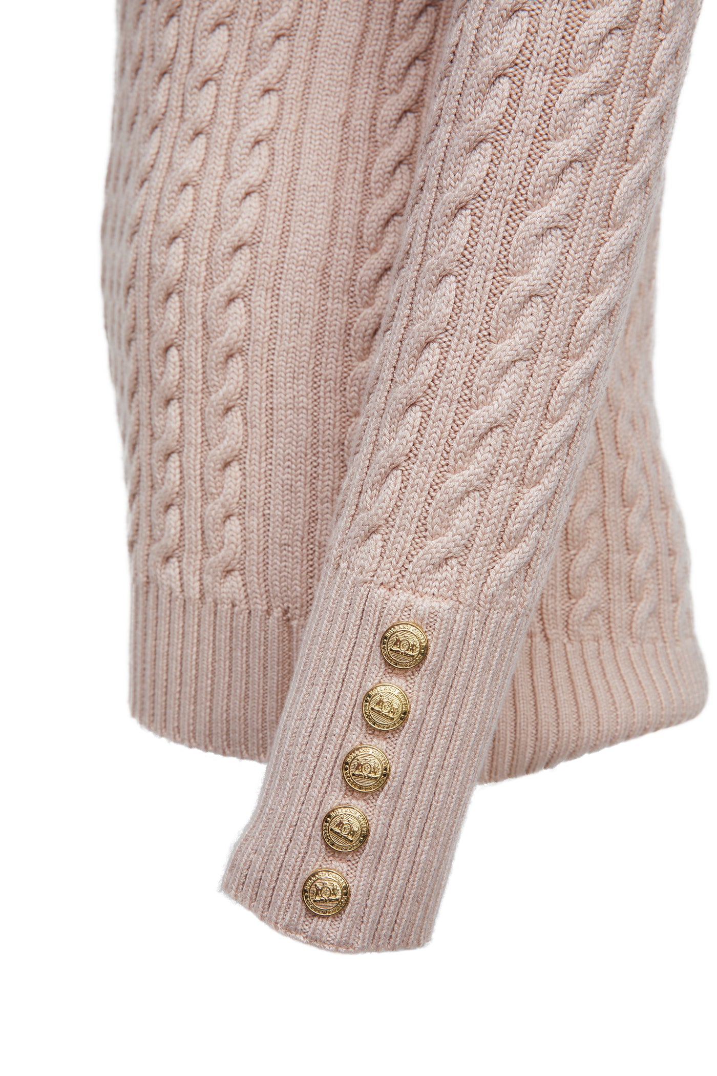 Holland Cooper Seattle Cable V Neck Knitwear in Oatmeal Cuff