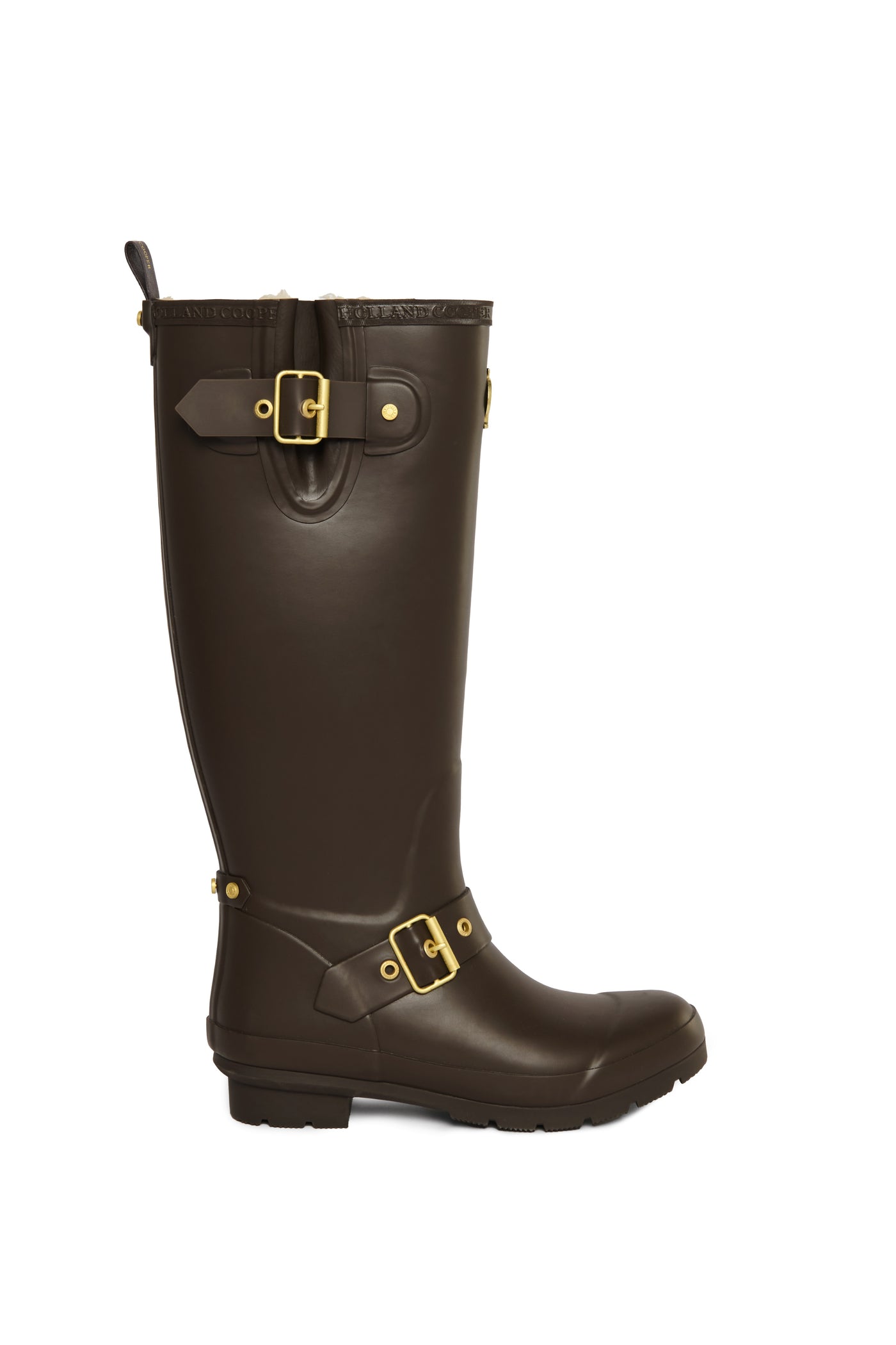 Holland Cooper Sherpa Lined Regency Wellington in Chocolate Matte Gold Side
