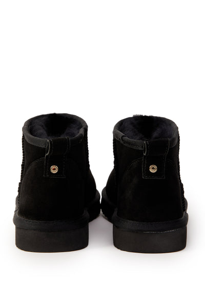 Holland Cooper Ultra Mini Shearling Boot in Black Heel