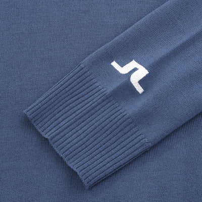 J.Lindeberg Kian Zipped Sweater in Vintage Indigo Cuff Logo