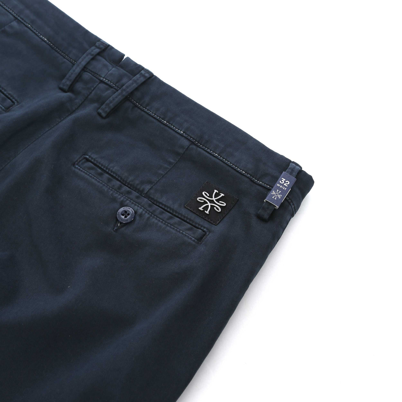 Jacob Cohen Bobby Comf Chino in Navy Logo Badge
