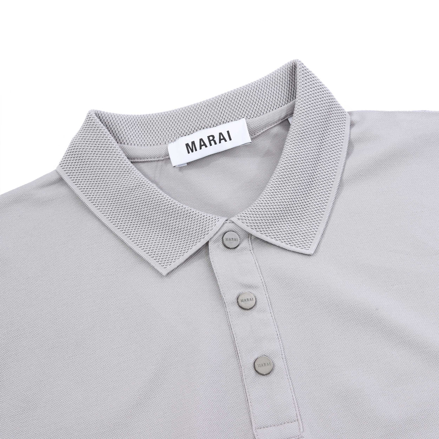 Marai Pique Polo Shirt in Light Grey Collar