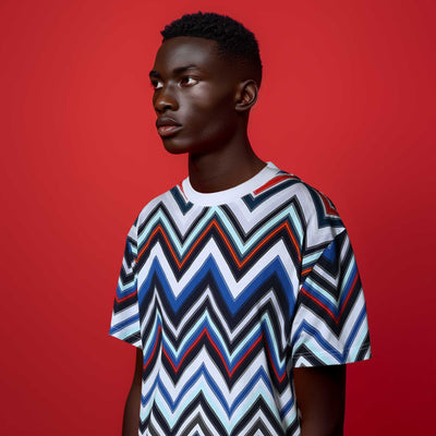 Missoni Zig Zag T-Shirt in Multi Red & Blue Model