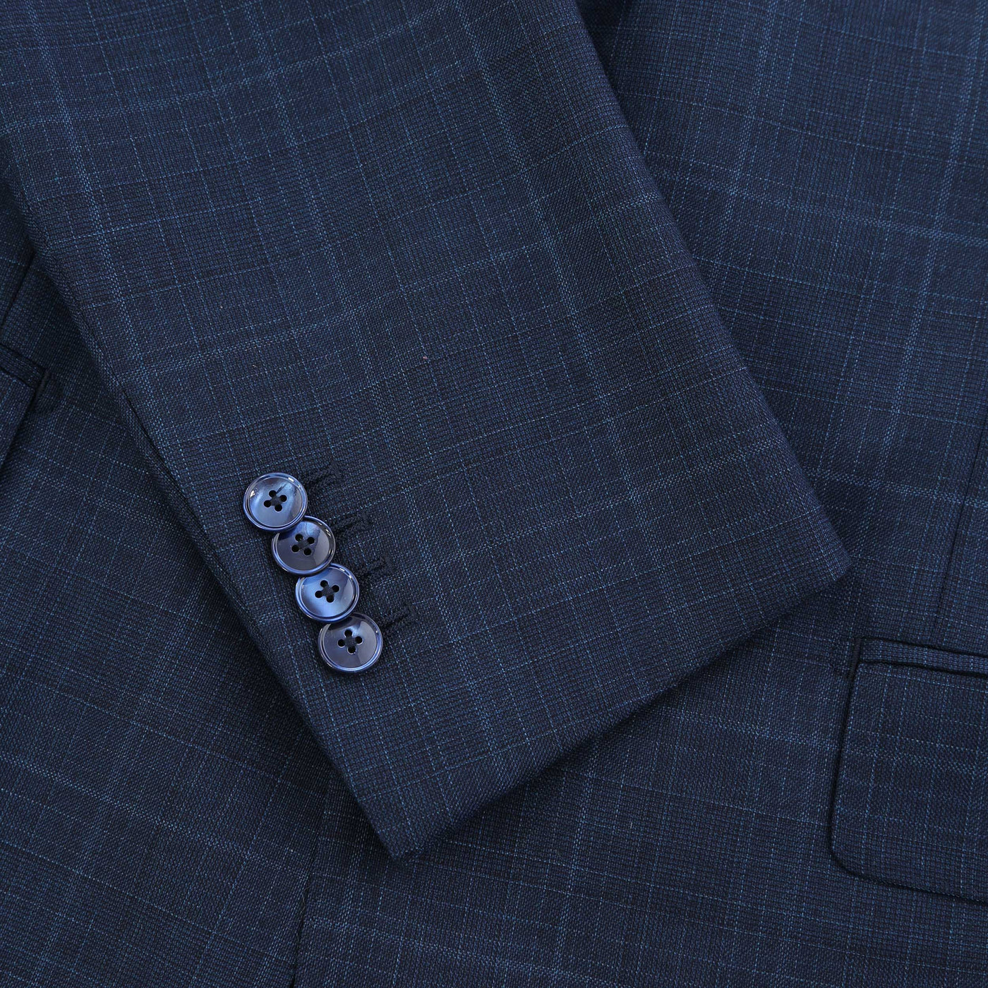 Norton Barrie Bespoke Check Suit in French Navy Cuff