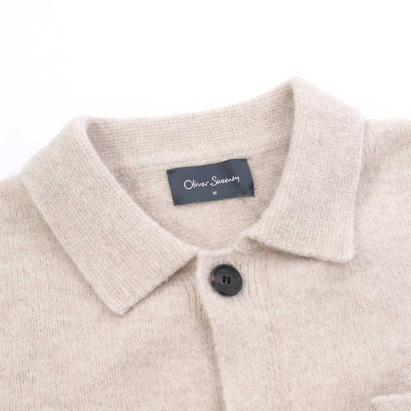 Oliver Sweeney Heywood Knitted Overshirt in Biscotto Collar