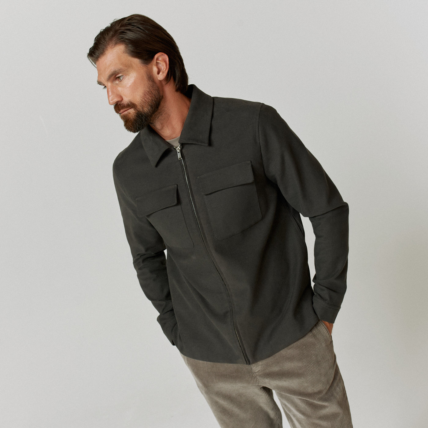 Oliver Sweeney Mertola Overshirt in Grey Model