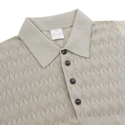 Pal Zileri Knitted Silk Cotton Blend Polo Shirt in Beige Collar