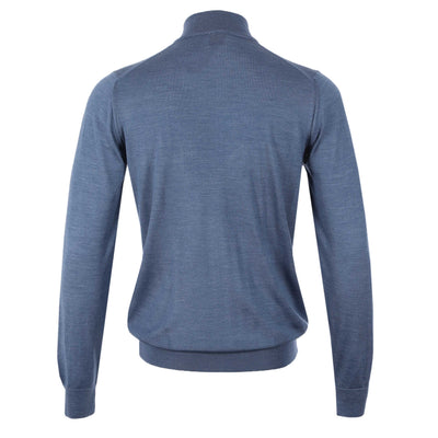 Pal Zileri Quarter Zip Knitwear in Blue Marl Back