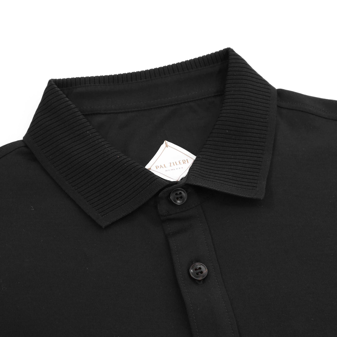 Pal Zileri Short Sleeve Button Thru Shirt in Black Collar
