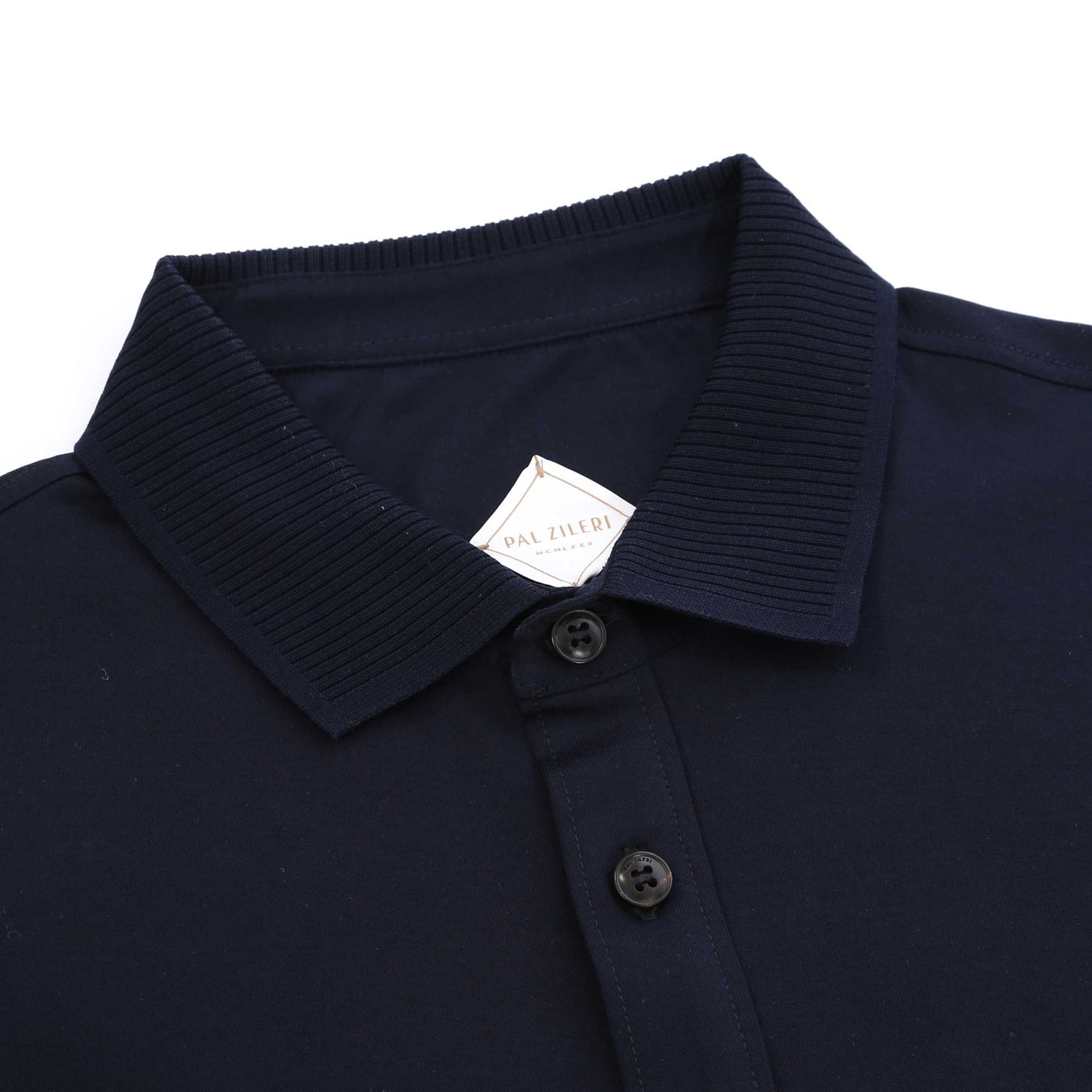 Pal Zileri Short Sleeve Button Thru Shirt in Navy Collar
