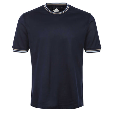 Pal Zileri Stripe Collar Cuff Detail T-Shirt in Navy