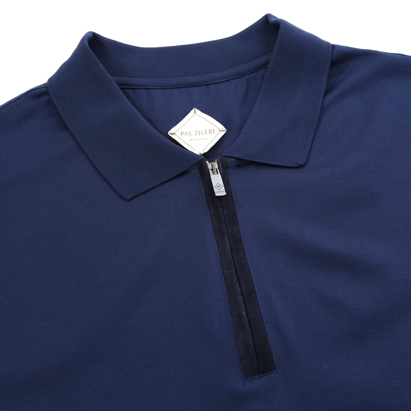 Pal Zileri Zip Detail LS Polo Shirt in Navy Placket